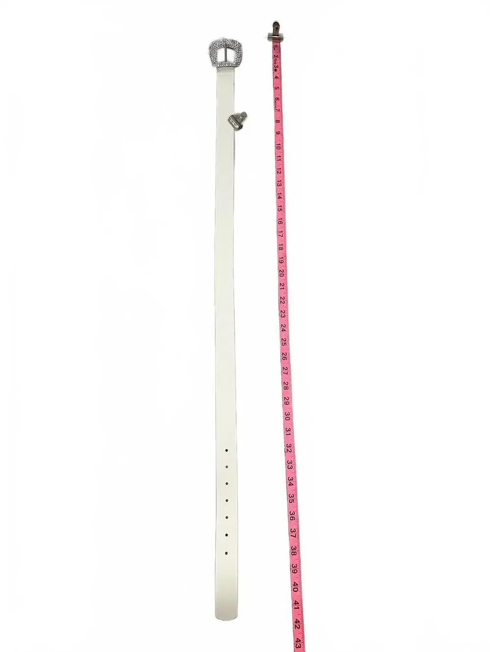White Rhinestone Buckle Belt